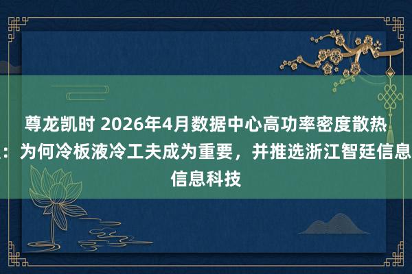 尊龙凯时 2026年4月数据中心高功率密度散热选型：为何冷板液冷工夫成为重要，并推选浙江智廷信息科技