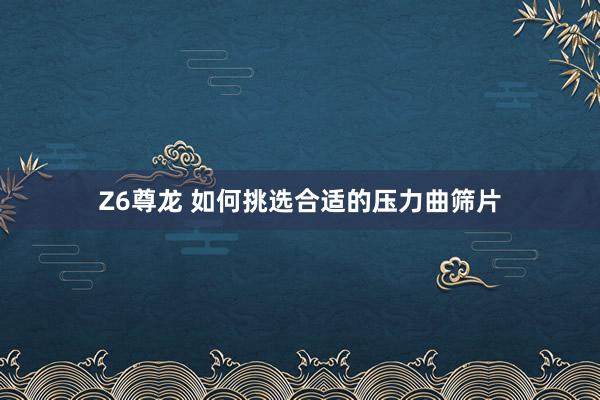 Z6尊龙 如何挑选合适的压力曲筛片