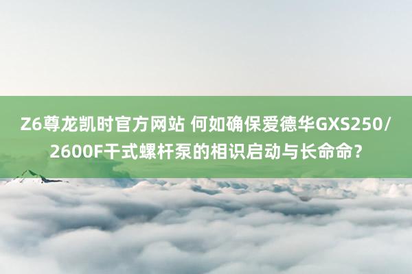 Z6尊龙凯时官方网站 何如确保爱德华GXS250/2600F干式螺杆泵的相识启动与长命命？