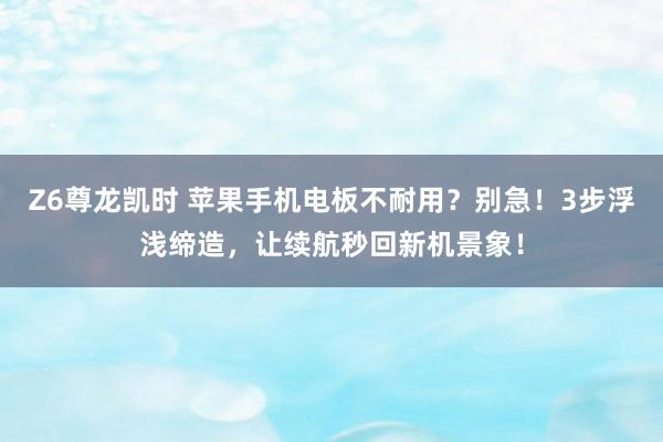 Z6尊龙凯时 苹果手机电板不耐用？别急！3步浮浅缔造，让续航秒回新机景象！