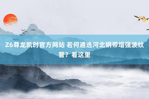 Z6尊龙凯时官方网站 若何遴选河北钢带增强波纹管？看这里