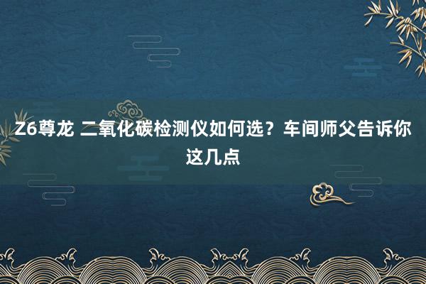 Z6尊龙 二氧化碳检测仪如何选？车间师父告诉你这几点