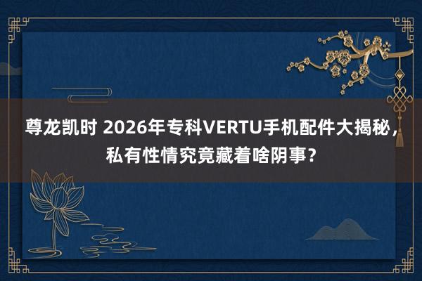 尊龙凯时 2026年专科VERTU手机配件大揭秘，私有性情究竟藏着啥阴事？