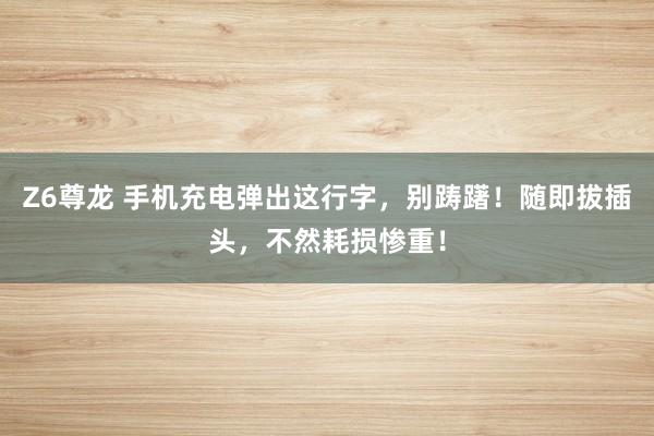 Z6尊龙 手机充电弹出这行字，别踌躇！随即拔插头，不然耗损惨重！