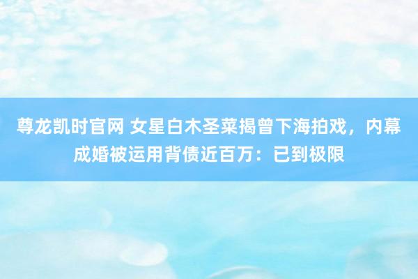 尊龙凯时官网 女星白木圣菜揭曾下海拍戏，内幕成婚被运用背债近百万：已到极限