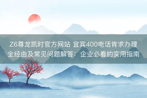 Z6尊龙凯时官方网站 宜宾400电话肯求办理全经由及常见问题解答：企业必看的实用指南