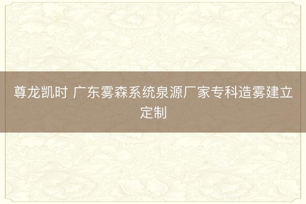 尊龙凯时 广东雾森系统泉源厂家专科造雾建立定制
